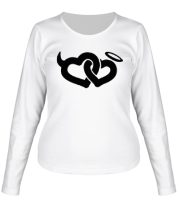 Женская футболка длинный рукав Два сердца