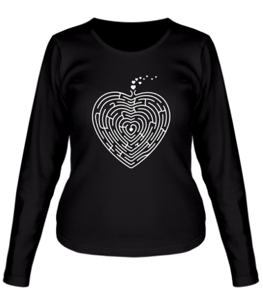 Женская футболка длинный рукав Сердце лабиринт