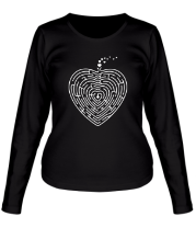 Женская футболка длинный рукав Сердце лабиринт