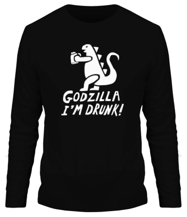 Мужская футболка длинный рукав Godzilla I'm Drunk!