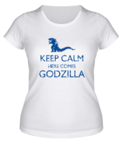 Женская футболка Keep Calm here comes Godzilla фото