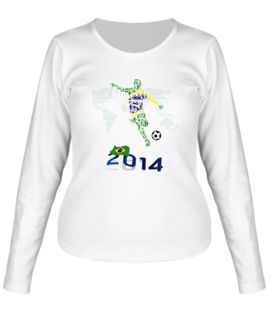 Женская футболка длинный рукав Football Brazil 2014