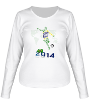 Женская футболка длинный рукав Football Brazil 2014 фото