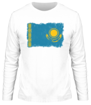 Мужская футболка длинный рукав Флаг Казахстана фото