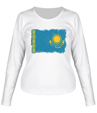 Женская футболка длинный рукав Флаг Казахстана