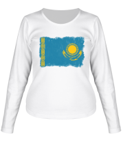 Женская футболка длинный рукав Флаг Казахстана фото