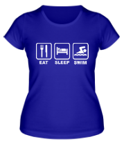 Женская футболка Еда Сон Плавание фото
