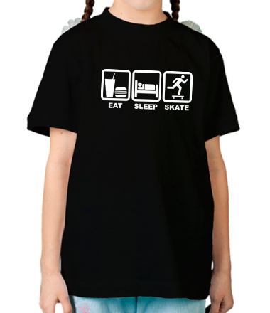 Детская футболка Еда, сон, скейт - eat sleep skate