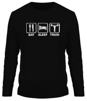 Мужская футболка длинный рукав Eat sleep train фото