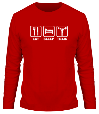 Мужская футболка длинный рукав Eat sleep train