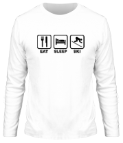 Мужская футболка длинный рукав Eat Sleep Ski фото
