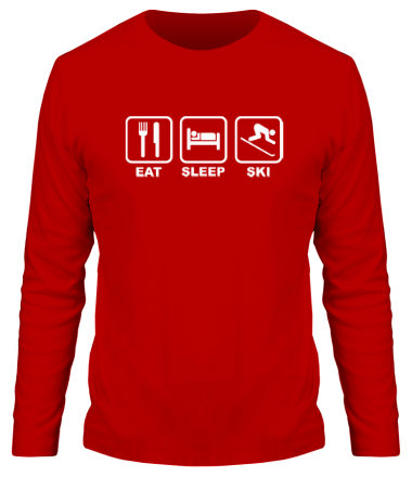 Мужская футболка длинный рукав Eat Sleep Ski