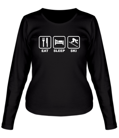 Женская футболка длинный рукав Eat Sleep Ski