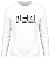 Мужская футболка длинный рукав Eat Sleep Fishing фото