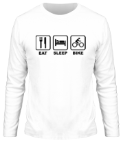 Мужская футболка длинный рукав Eat Sleep Bike фото