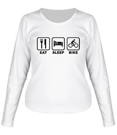 Женская футболка длинный рукав Eat Sleep Bike