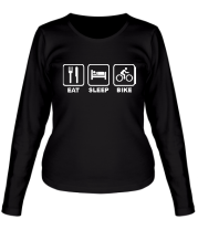 Женская футболка длинный рукав Eat Sleep Bike фото