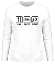 Мужская футболка длинный рукав Eat Sleep Fight фото