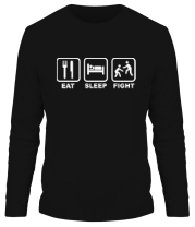 Мужская футболка длинный рукав Eat Sleep Fight фото