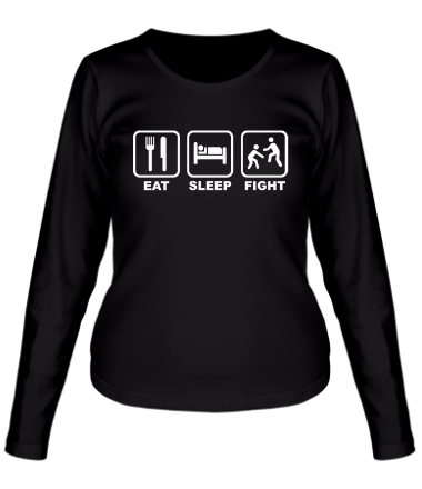 Женская футболка длинный рукав Eat Sleep Fight