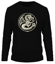 Мужская футболка длинный рукав Дракон узор-мозаика (свет) фото