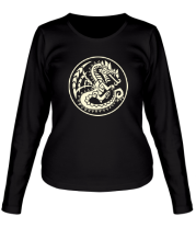 Женская футболка длинный рукав Дракон узор-мозаика (свет) фото