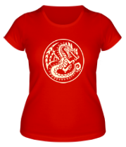 Женская футболка Дракон узор-мозаика (свет) фото