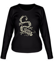 Женская футболка длинный рукав Китайский дракон (свет) фото