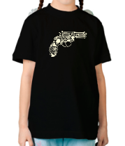 Детская футболка Пистолет из костей (свет) фото