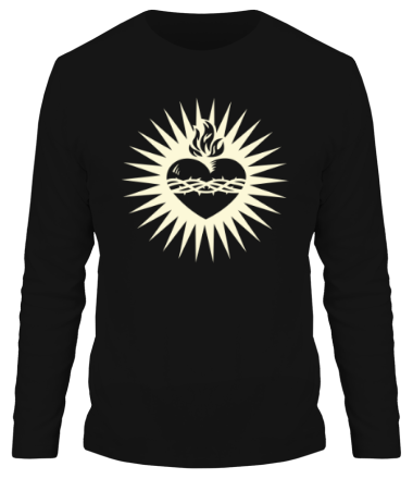 Мужская футболка длинный рукав Пылающее сердце (свет)