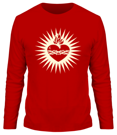 Мужская футболка длинный рукав Пылающее сердце (свет)