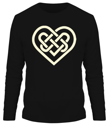 Мужская футболка длинный рукав Сердце из кельтских узоров (свет)
