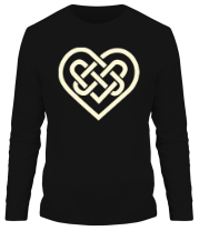 Мужская футболка длинный рукав Сердце из кельтских узоров (свет)
