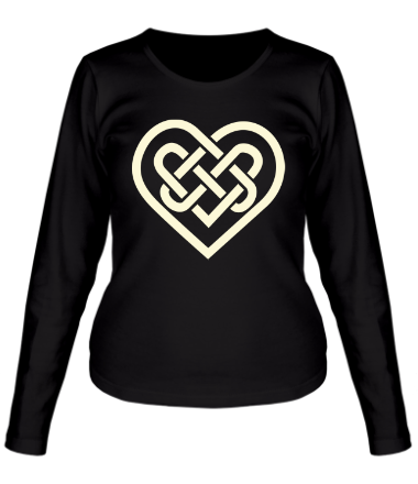 Женская футболка длинный рукав Сердце из кельтских узоров (свет)