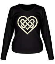 Женская футболка длинный рукав Сердце из кельтских узоров (свет)