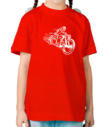 Детская футболка Скелет на мотоцикле