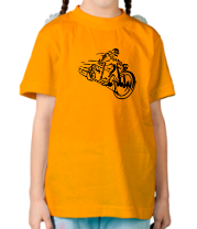 Детская футболка Скелет на мотоцикле фото