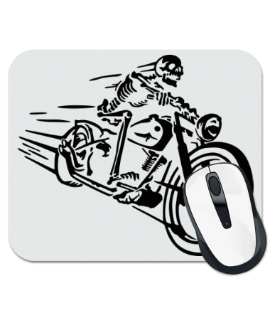 Коврик для мыши Скелет на мотоцикле