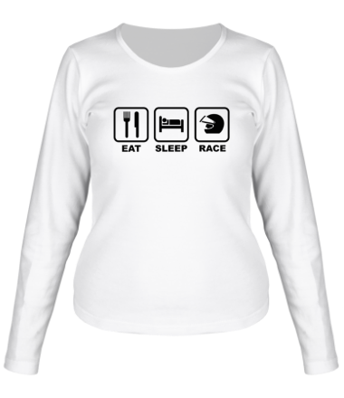 Женская футболка длинный рукав Eat Sleep Race