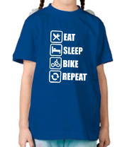 Детская футболка  Eat sleep bike repeat фото