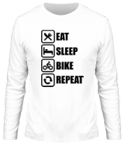 Мужская футболка длинный рукав  Eat sleep bike repeat фото