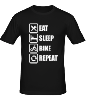 Мужская футболка  Eat sleep bike repeat фото