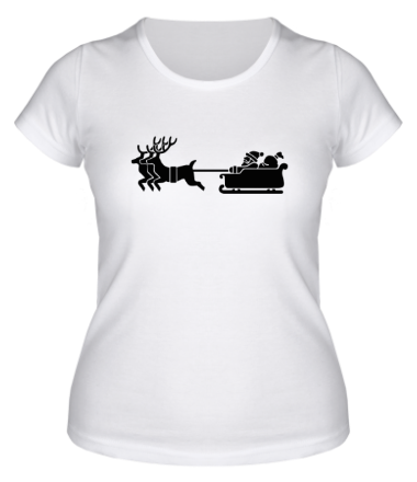 Женская футболка Санта с оленями