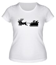 Женская футболка Санта с оленями фото