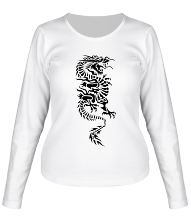 Женская футболка длинный рукав Японский дракон