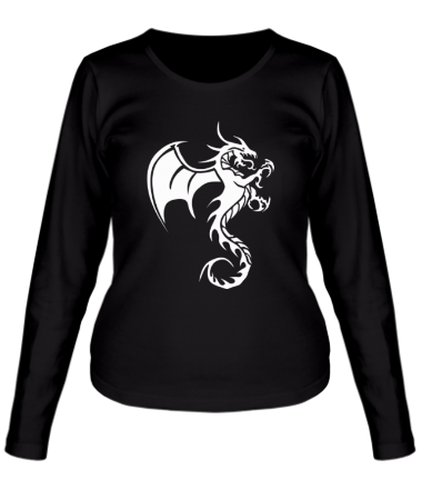 Женская футболка длинный рукав Крылатый дракон