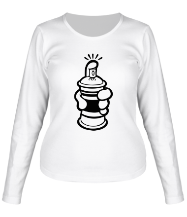 Женская футболка длинный рукав Баллончик с краской