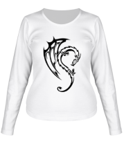 Женская футболка длинный рукав Дракон в тату стиле фото