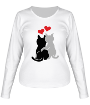 Женская футболка длинный рукав Кот и кошка фото