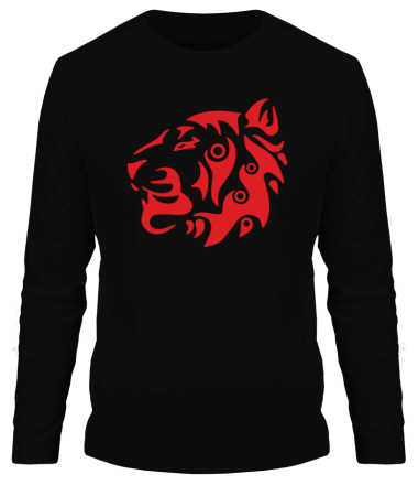 Мужская футболка длинный рукав Узор тигр